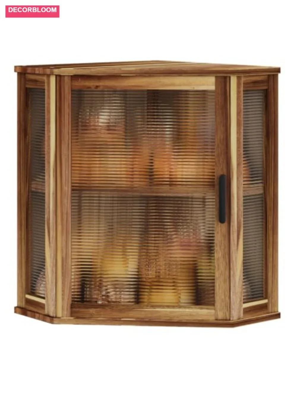 Acacia Wood Corner Bread Box with Magnetic Acrylic Window, Double Layer Storage